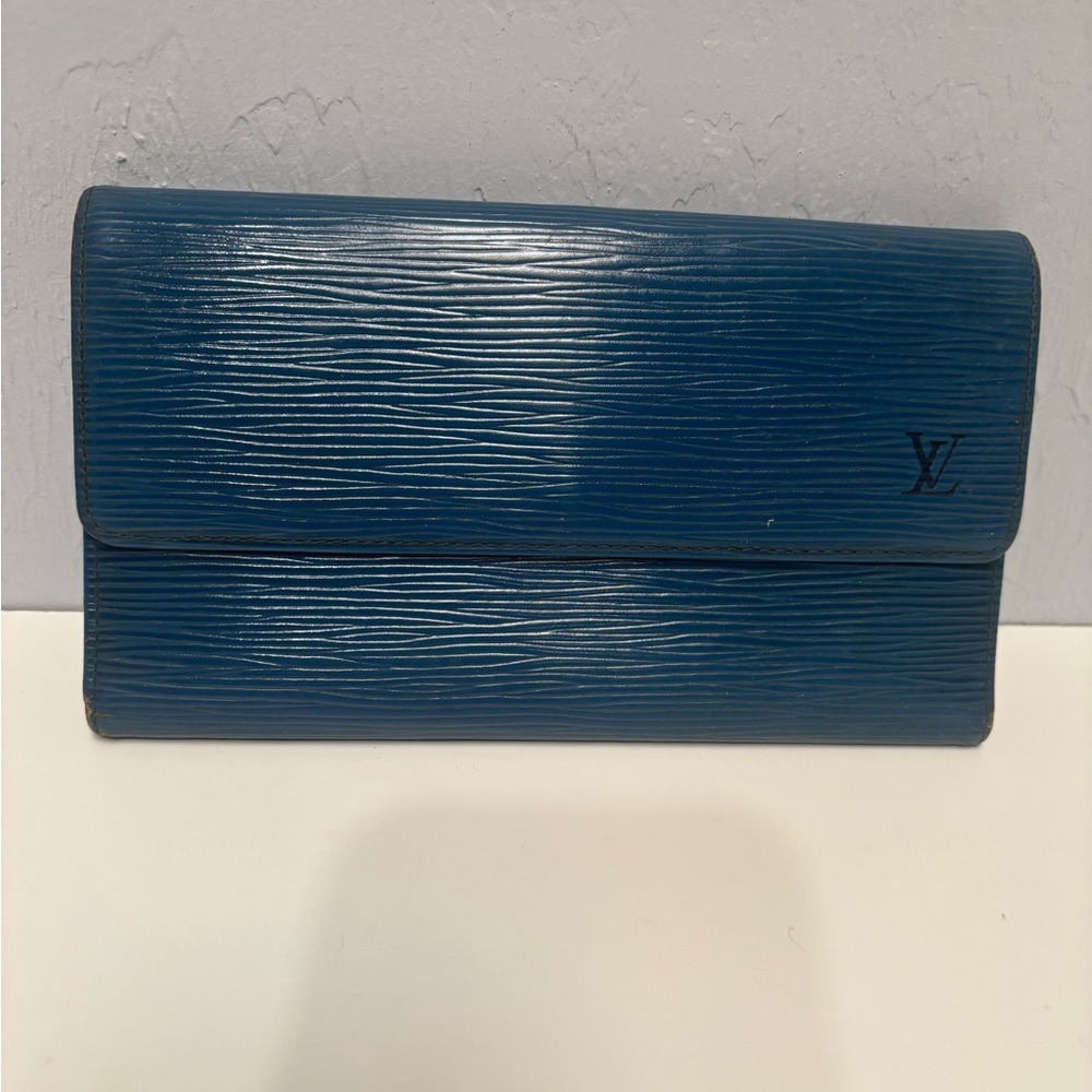 Louis Vuitton Epi Leather Blue Clutch
